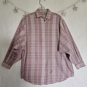 Peter Ashley Medium Vintage Pink Grey Button Up Classic Top 90s Cabincore Preppy